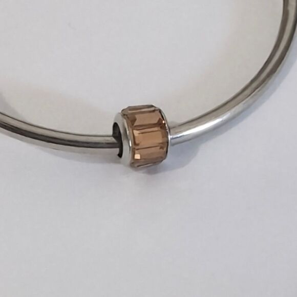 Silver Amber Crystals Charm for Pandora Style Bracelet - Picture 2 of 4